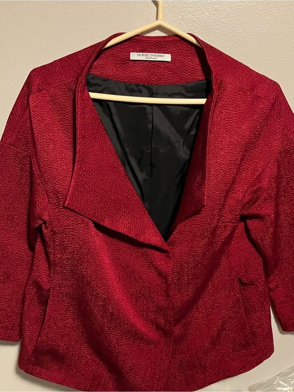 Muriel dombret Ruby Red Textured Open-Front Blazer